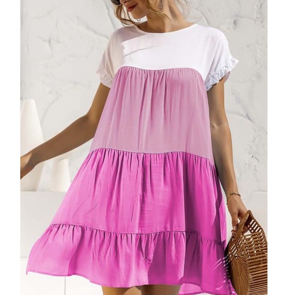 Boho spring summer ruffle trim mini dress - Picture 7 of 12